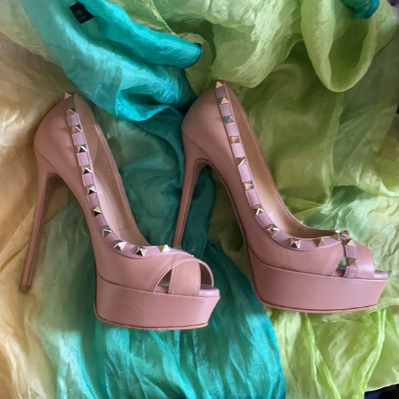 Valentino nude peep toe platform pump heel 39 - Picture 7 of 8